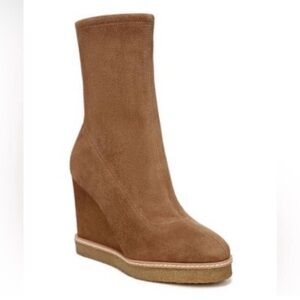 Veronica Beard Arlo brown stretch suede wedge ankle boots 8.5